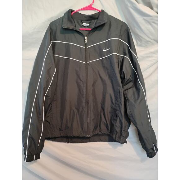 Nike Men’s Black Windbreaker Jacket Large Zip Up Track Athletic Coat L - Picture 1 of 5